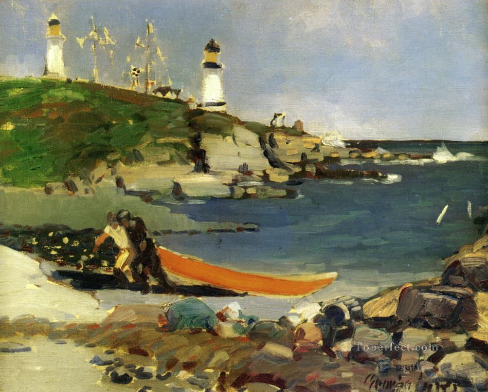 hannaford s cove 1922 George luks scenery beach lighthouse Oil Paintings